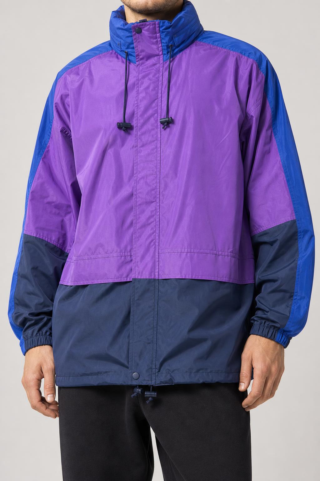 Giacca a vento viola e blu Cheerock vintage anni 90 – Uomo Taglia 2XL