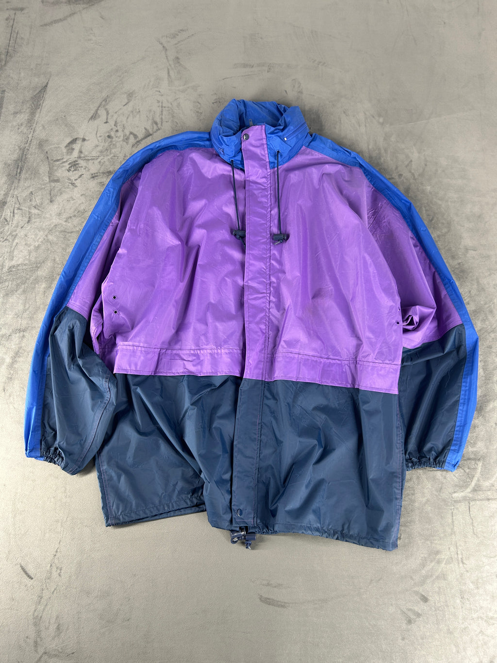 Giacca a vento viola e blu Cheerock vintage anni 90 – Uomo Taglia 2XL