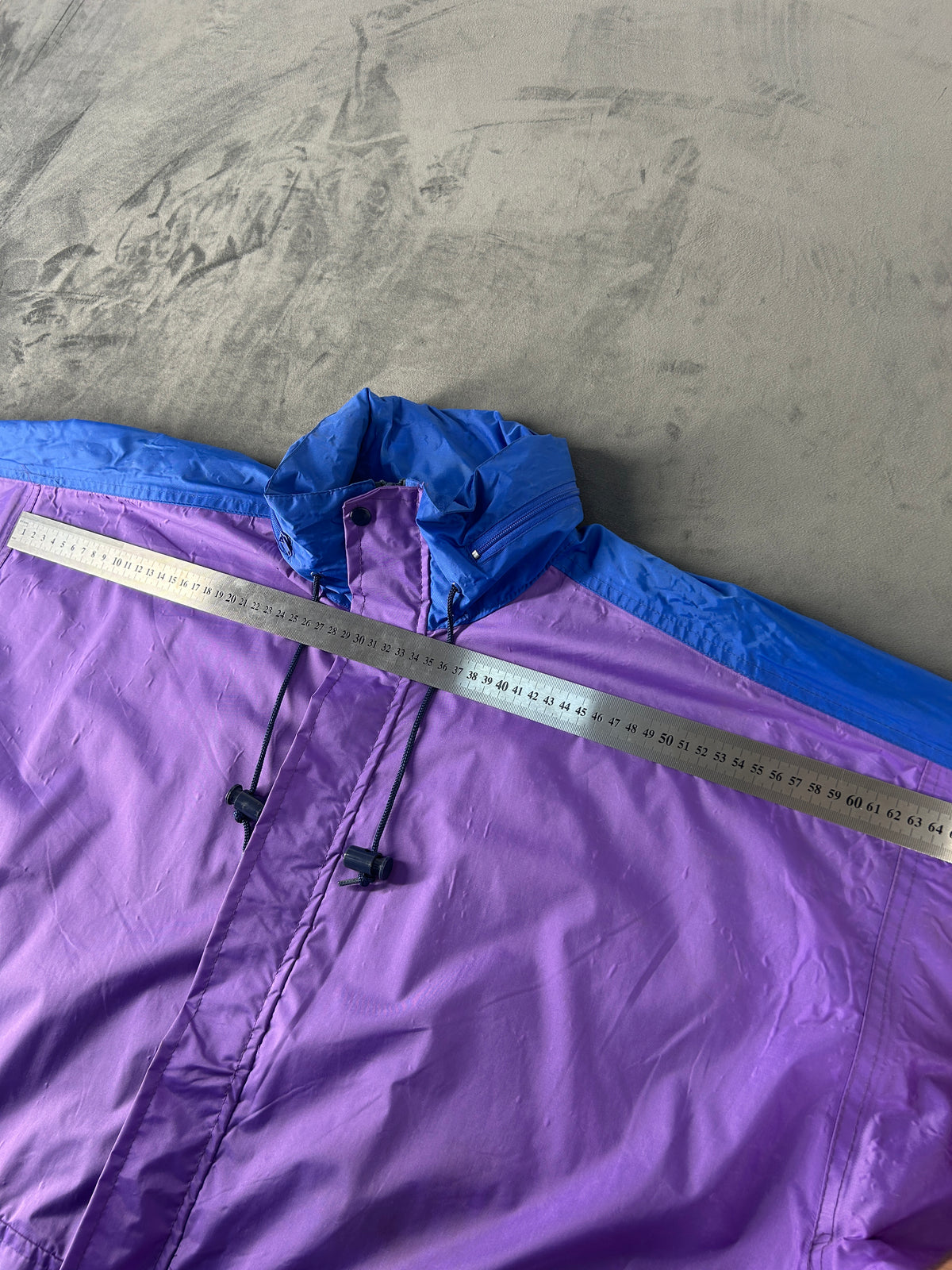 Giacca a vento viola e blu Cheerock vintage anni 90 – Uomo Taglia 2XL