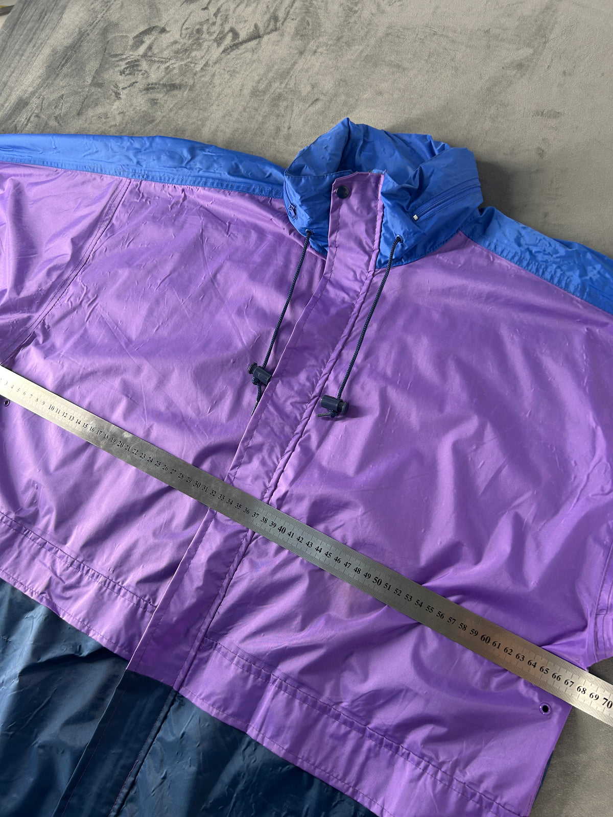 Giacca a vento viola e blu Cheerock vintage anni 90 – Uomo Taglia 2XL