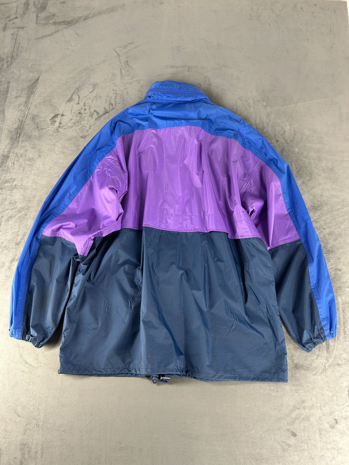 Giacca a vento viola e blu Cheerock vintage anni 90 – Uomo Taglia 2XL