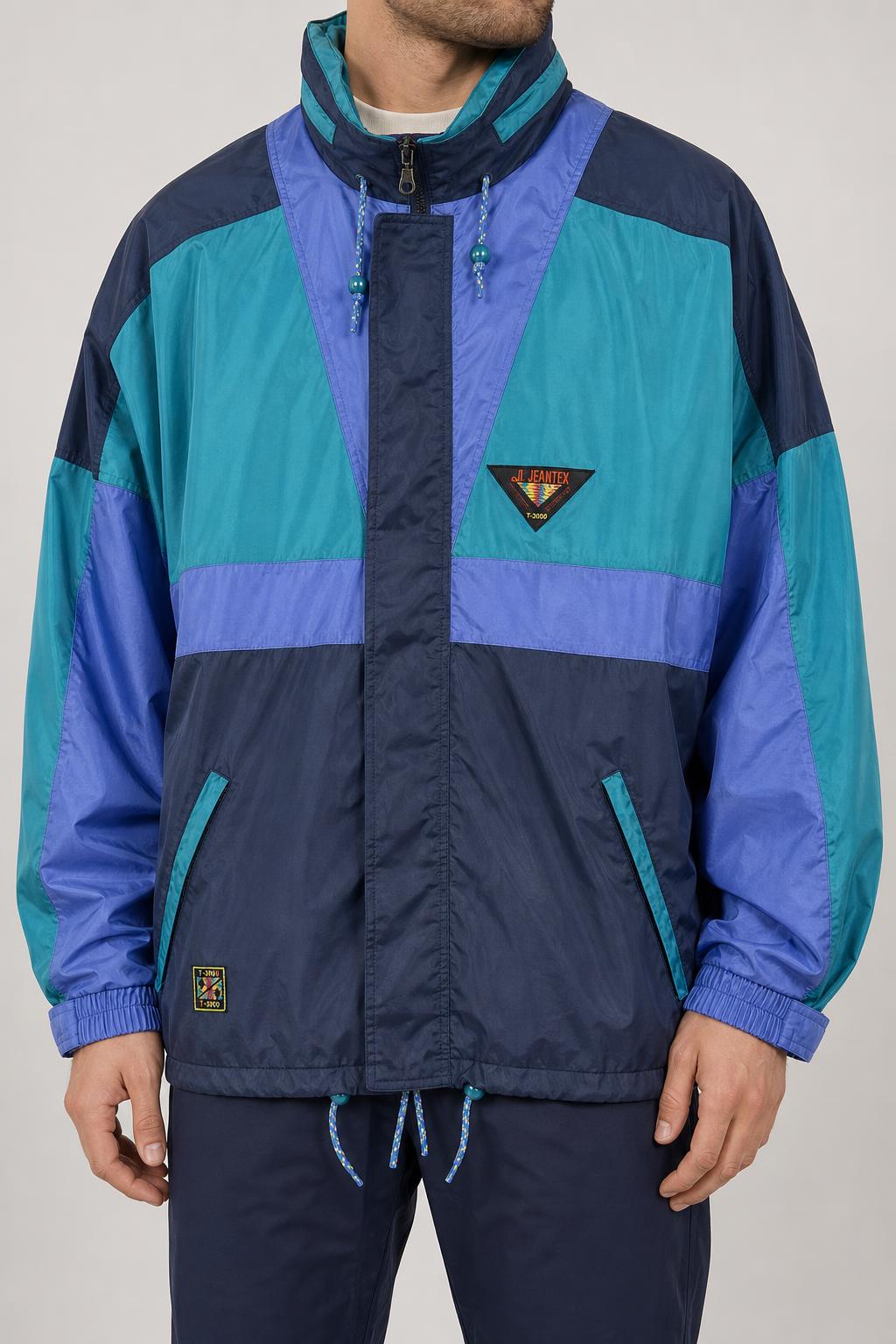 Track jacket Jeantex turchese e blu vintage anni 90 – Uomo Taglia L