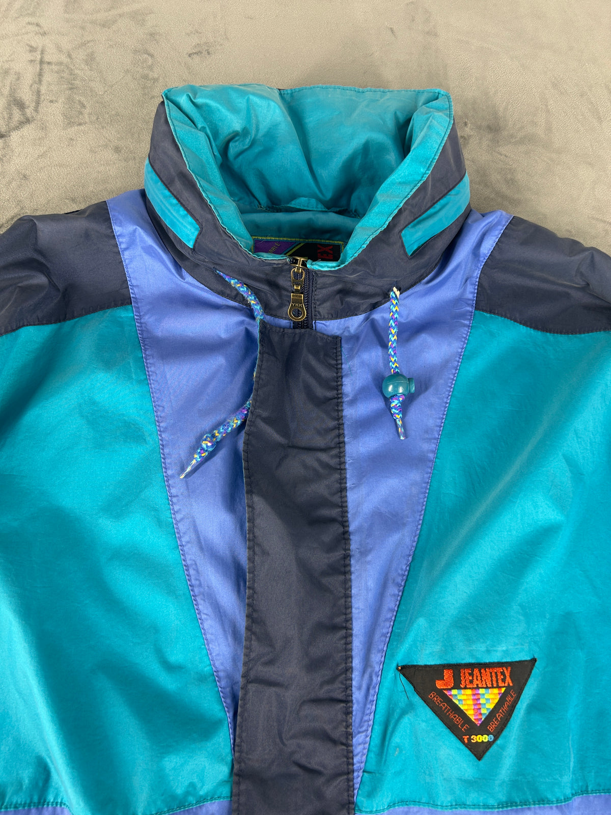 Track jacket Jeantex turchese e blu vintage anni 90 – Uomo Taglia L