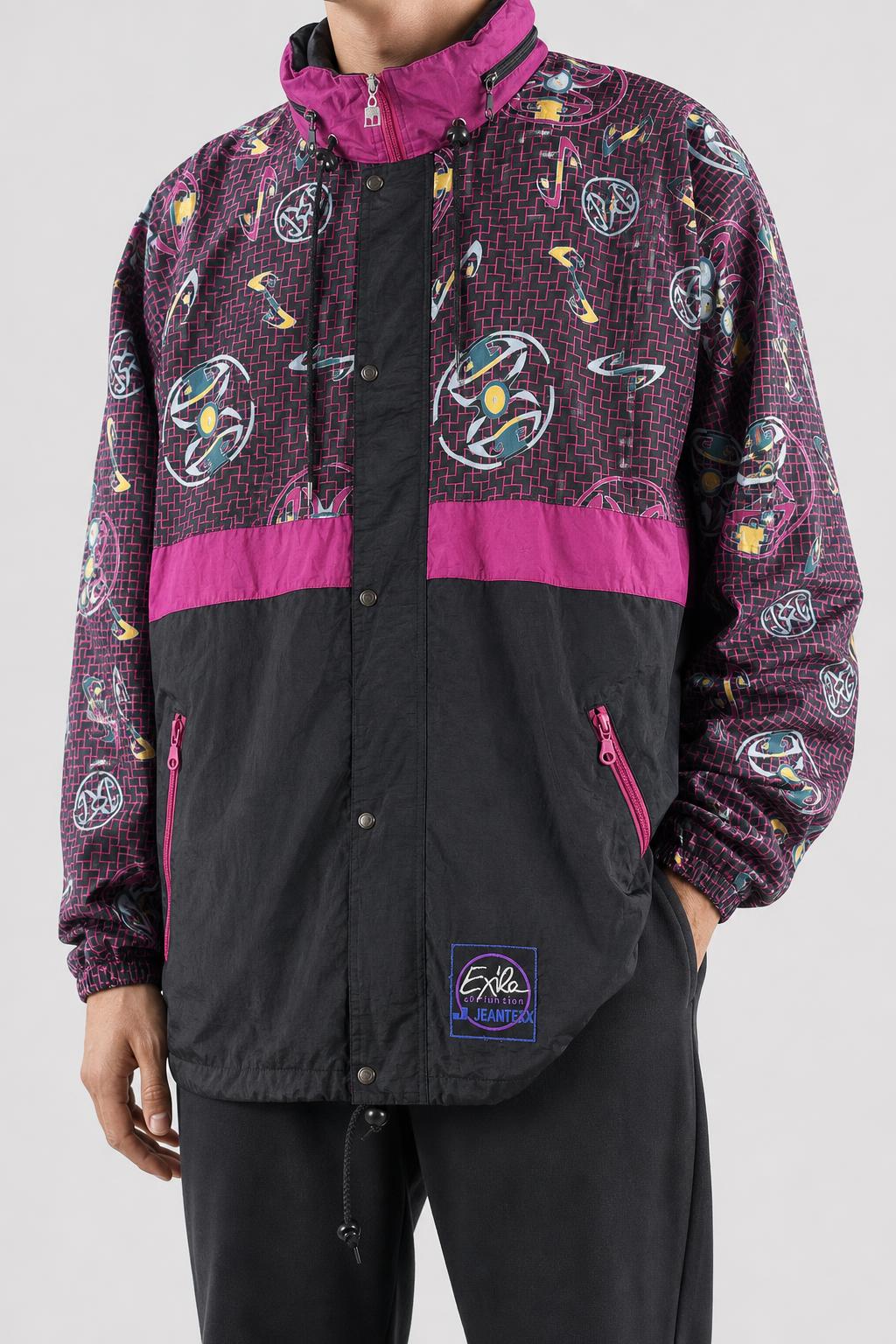 Giacca a vento Jeantex fantasia viola vintage anni 90 – Uomo Taglia XL