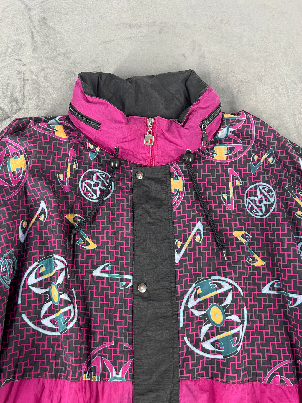 Giacca a vento Jeantex fantasia viola vintage anni 90 – Uomo Taglia XL