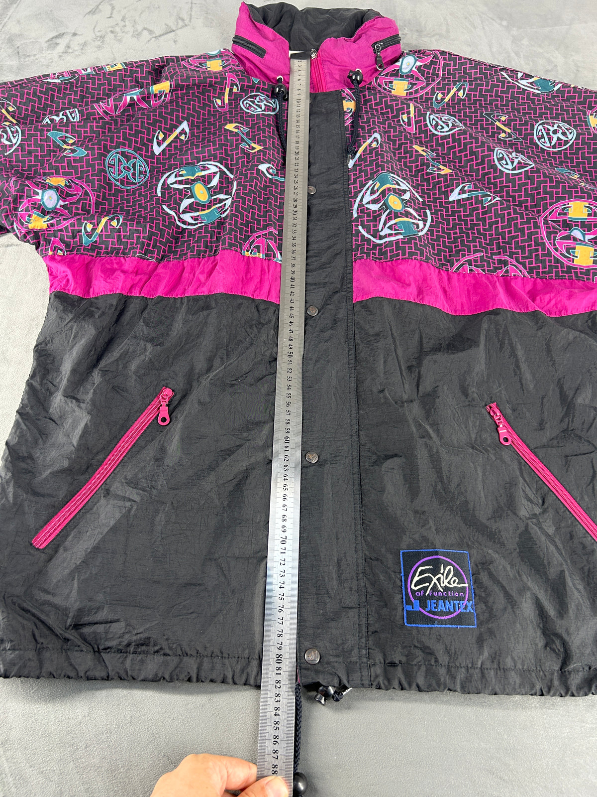 Giacca a vento Jeantex fantasia viola vintage anni 90 – Uomo Taglia XL