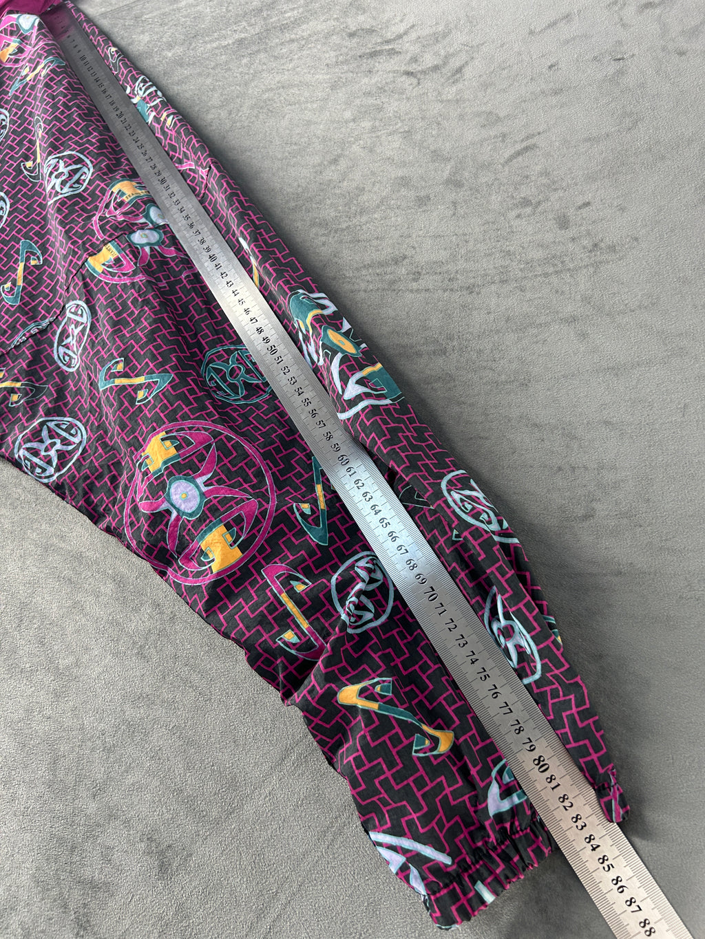 Giacca a vento Jeantex fantasia viola vintage anni 90 – Uomo Taglia XL