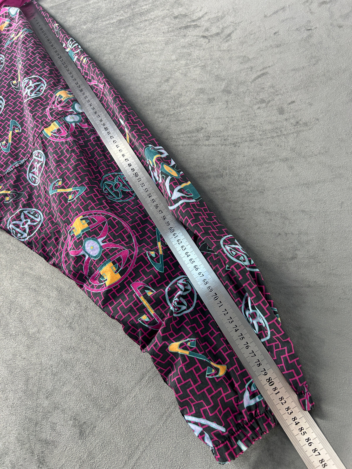 Giacca a vento Jeantex fantasia viola vintage anni 90 – Uomo Taglia XL