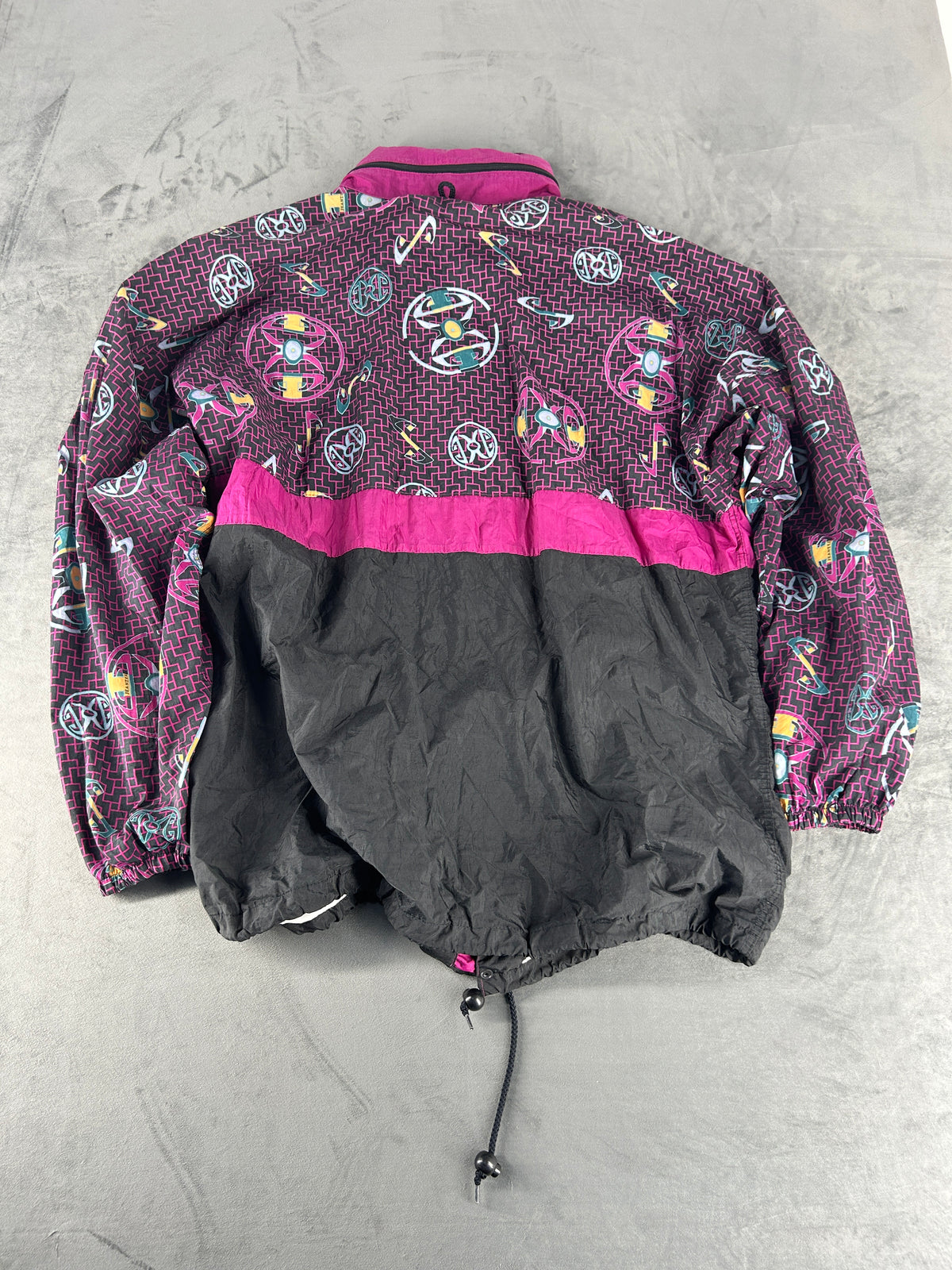 Giacca a vento Jeantex fantasia viola vintage anni 90 – Uomo Taglia XL