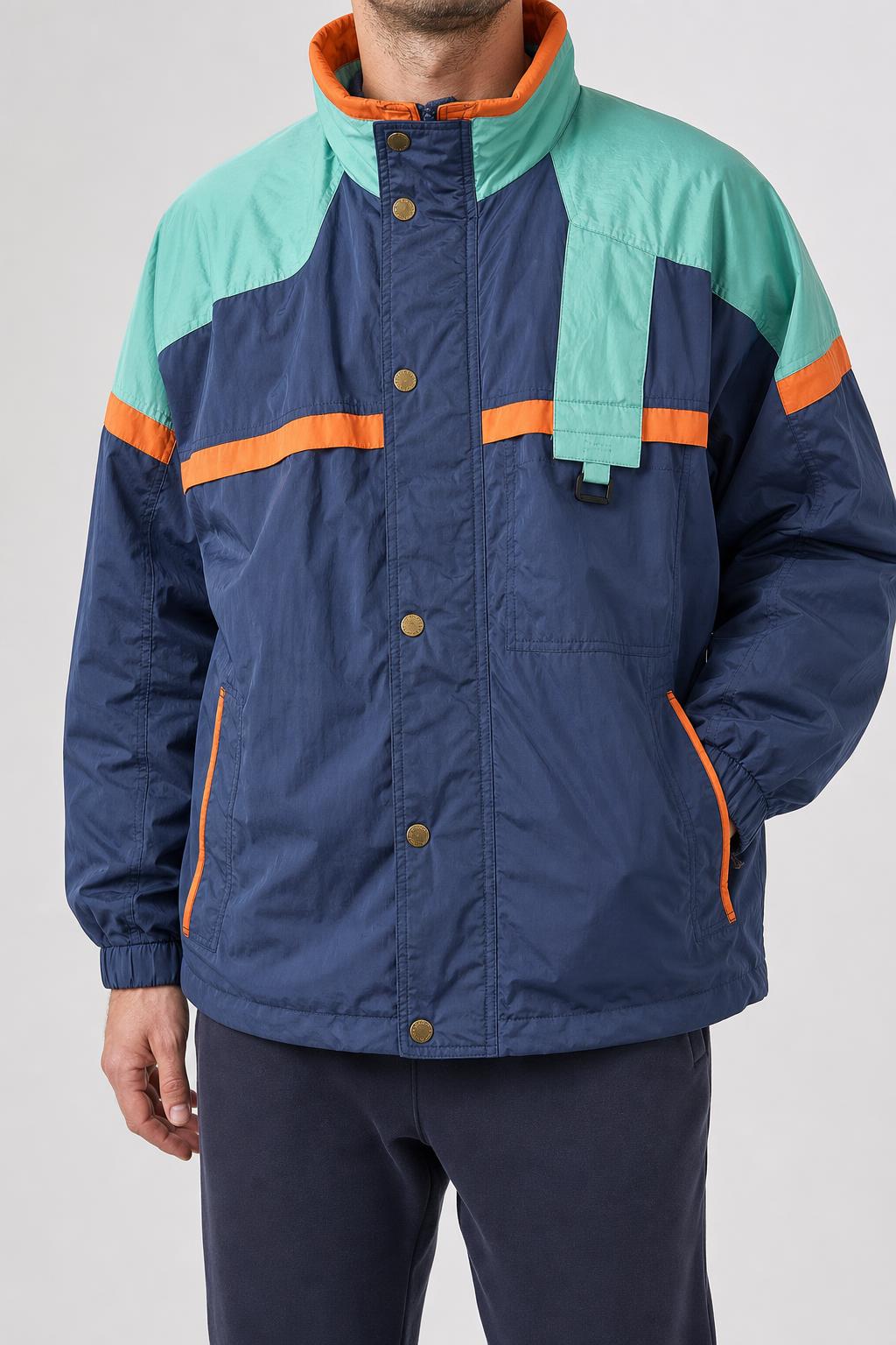 Giacca a vento Brugi blu e verde acqua vintage anni 90 – Uomo Taglia L