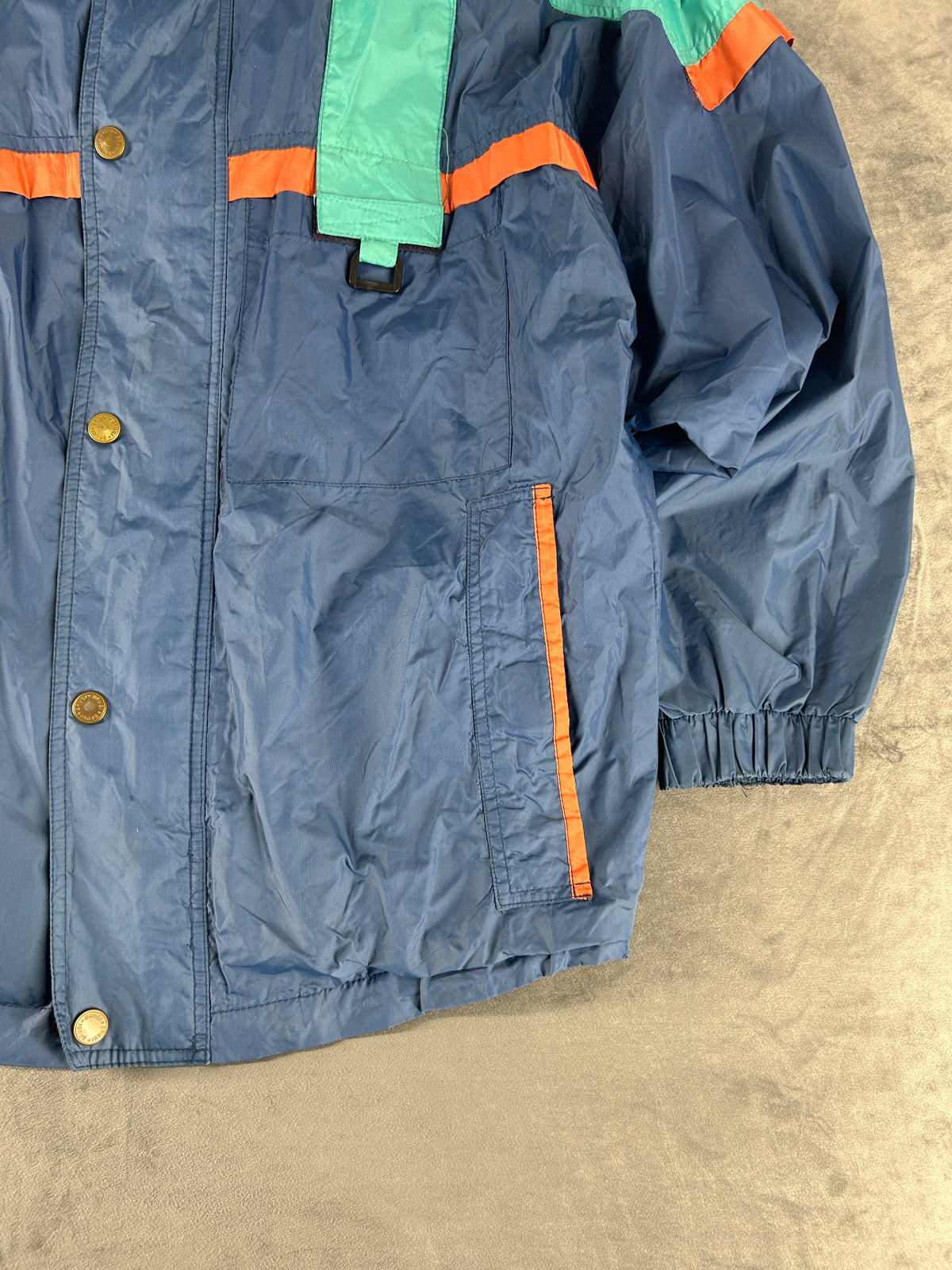 Giacca a vento Brugi blu e verde acqua vintage anni 90 – Uomo Taglia L