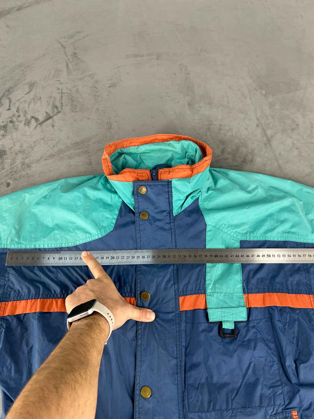 Giacca a vento Brugi blu e verde acqua vintage anni 90 – Uomo Taglia L