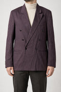 Blazer doppiopetto prugna con fodera gialla vintage – Uomo Taglia L