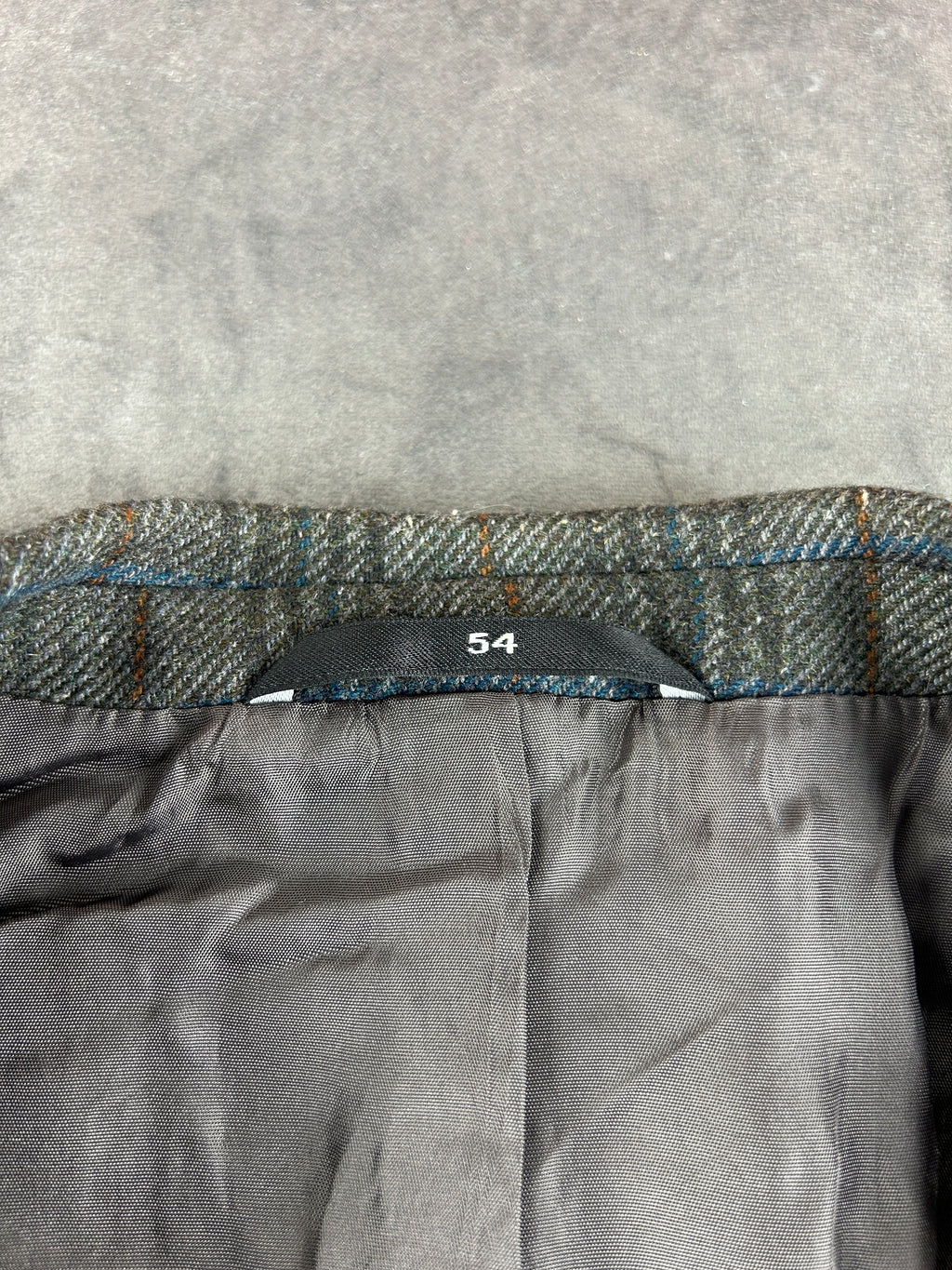 Blazer a quadri grigio e blu René Lezard in lana vintage – Uomo Taglia 2XL (IT 54)