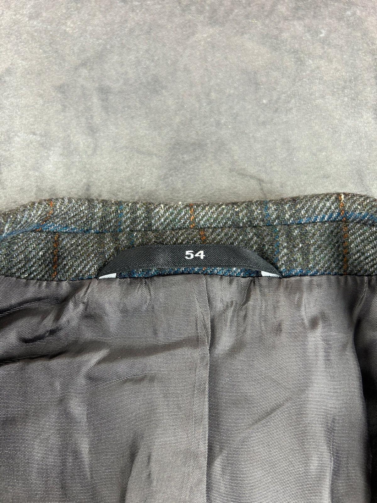 Blazer a quadri grigio e blu René Lezard in lana vintage – Uomo Taglia 2XL (IT 54)