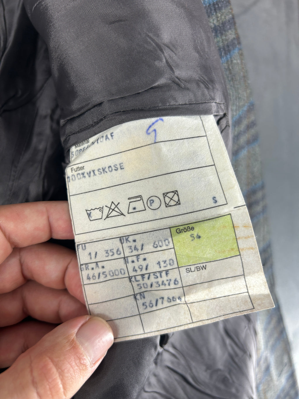 Blazer a quadri grigio e blu René Lezard in lana vintage – Uomo Taglia 2XL (IT 54)