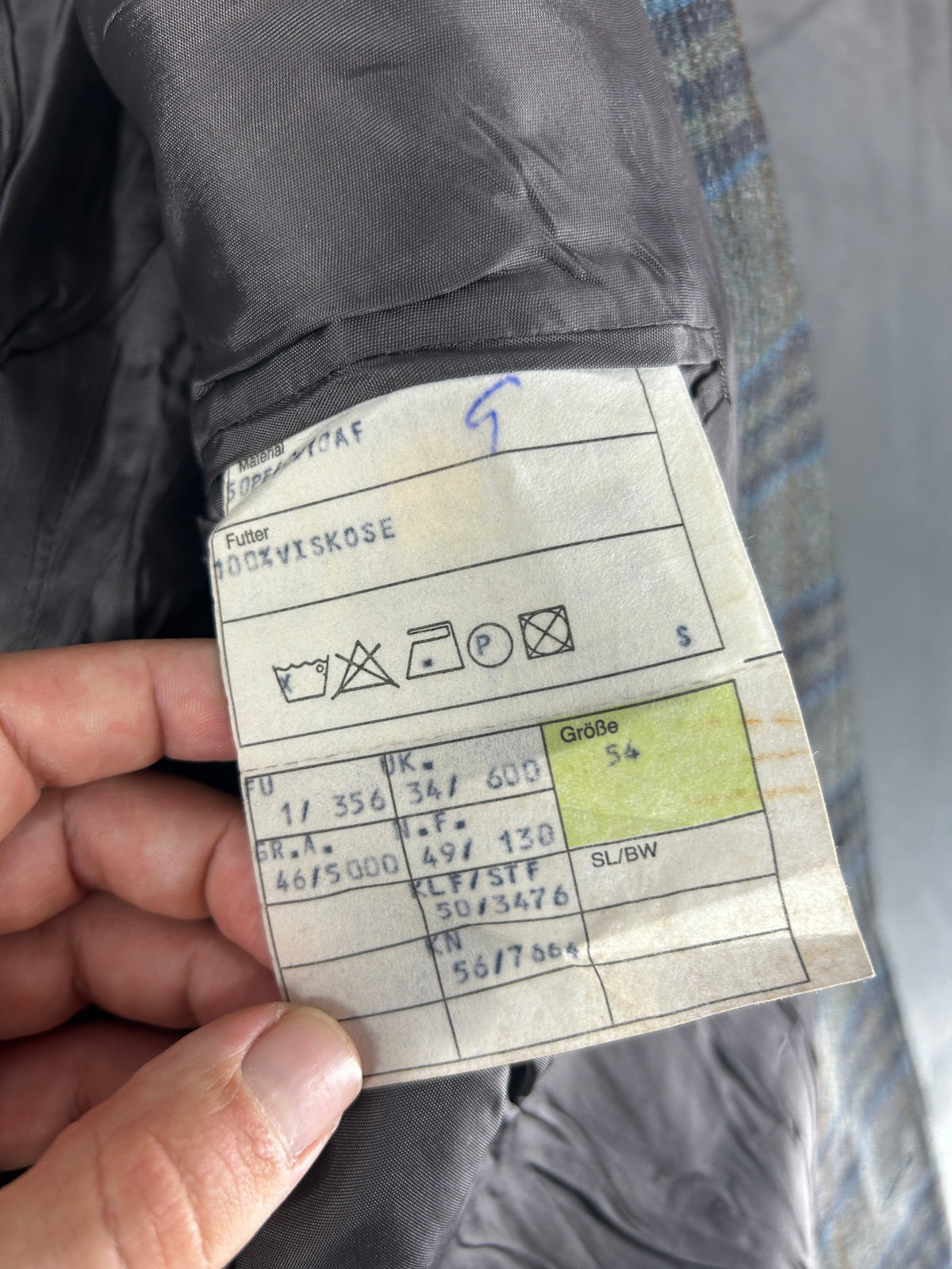 Blazer a quadri grigio e blu René Lezard in lana vintage – Uomo Taglia 2XL (IT 54)