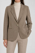 Blazer beige spinato Edward in lana vintage – Donna Taglia L