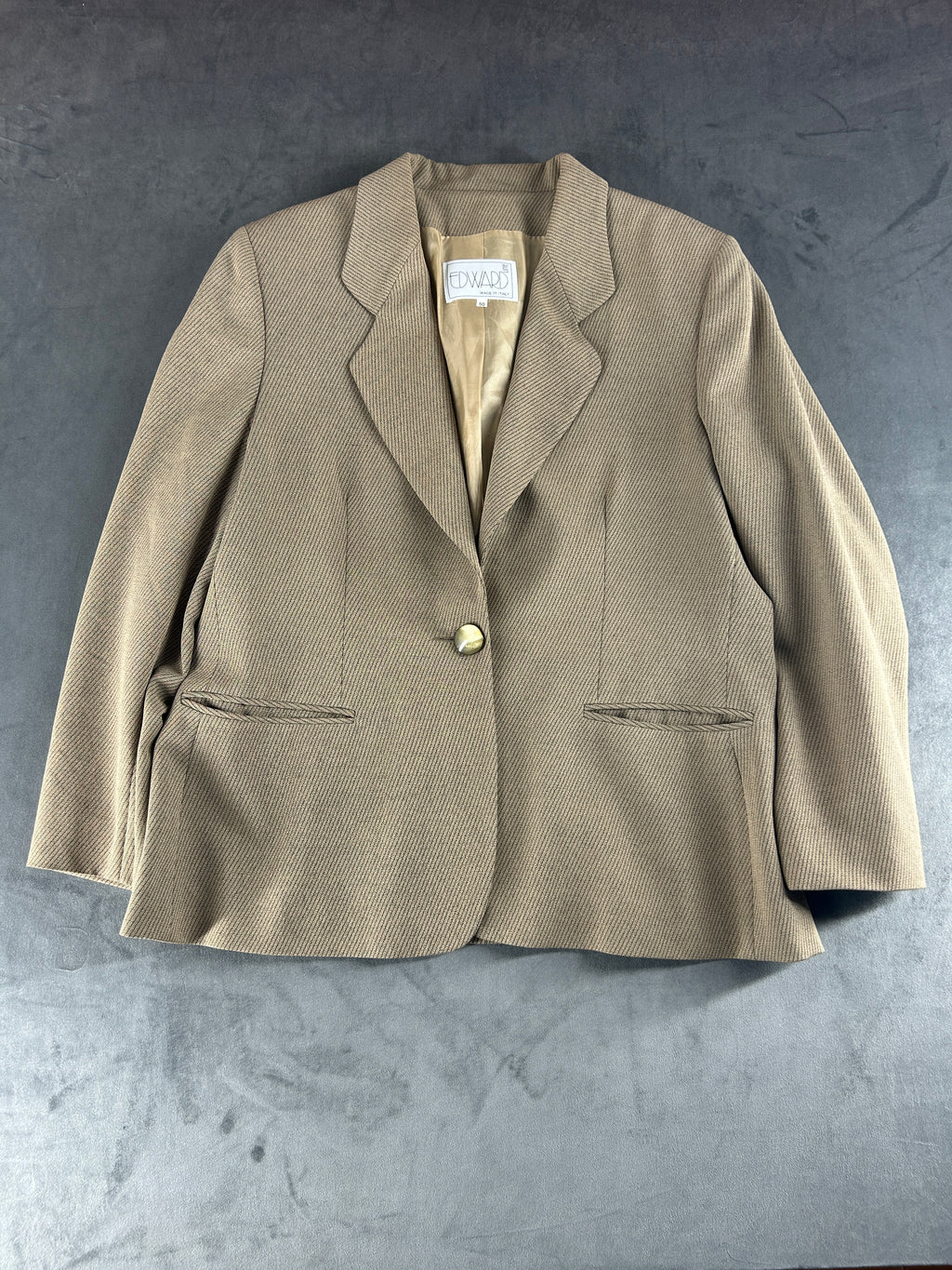 Blazer beige spinato Edward in lana vintage – Donna Taglia L