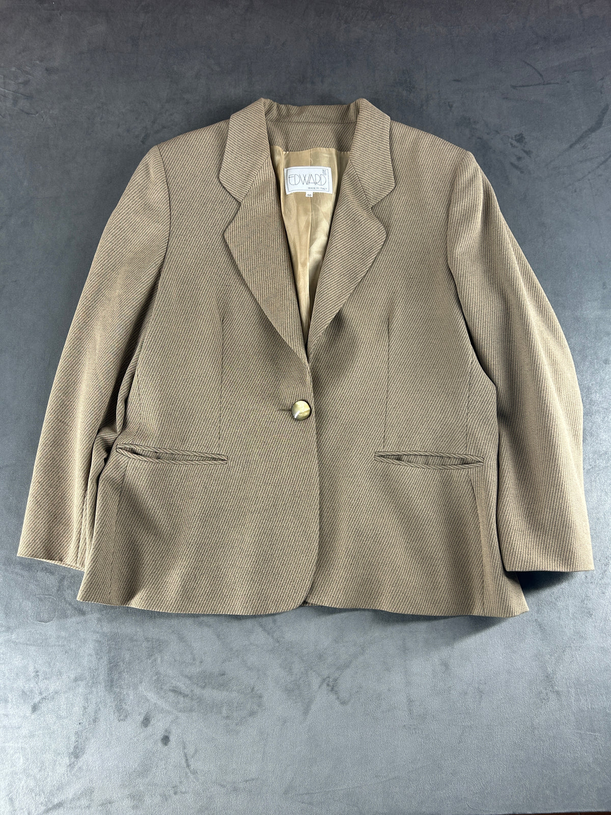 Blazer beige spinato Edward in lana vintage – Donna Taglia L
