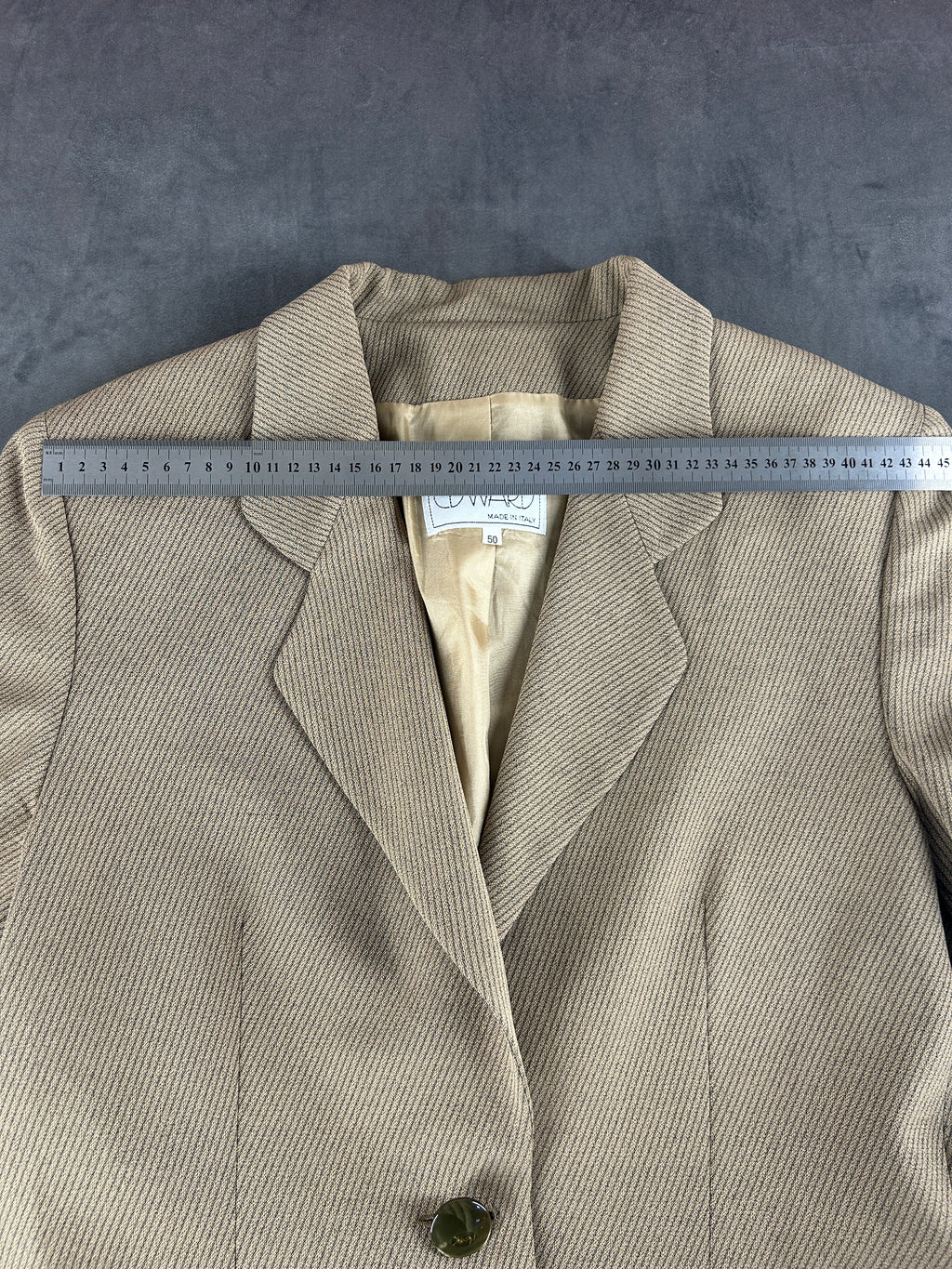Blazer beige spinato Edward in lana vintage – Donna Taglia L