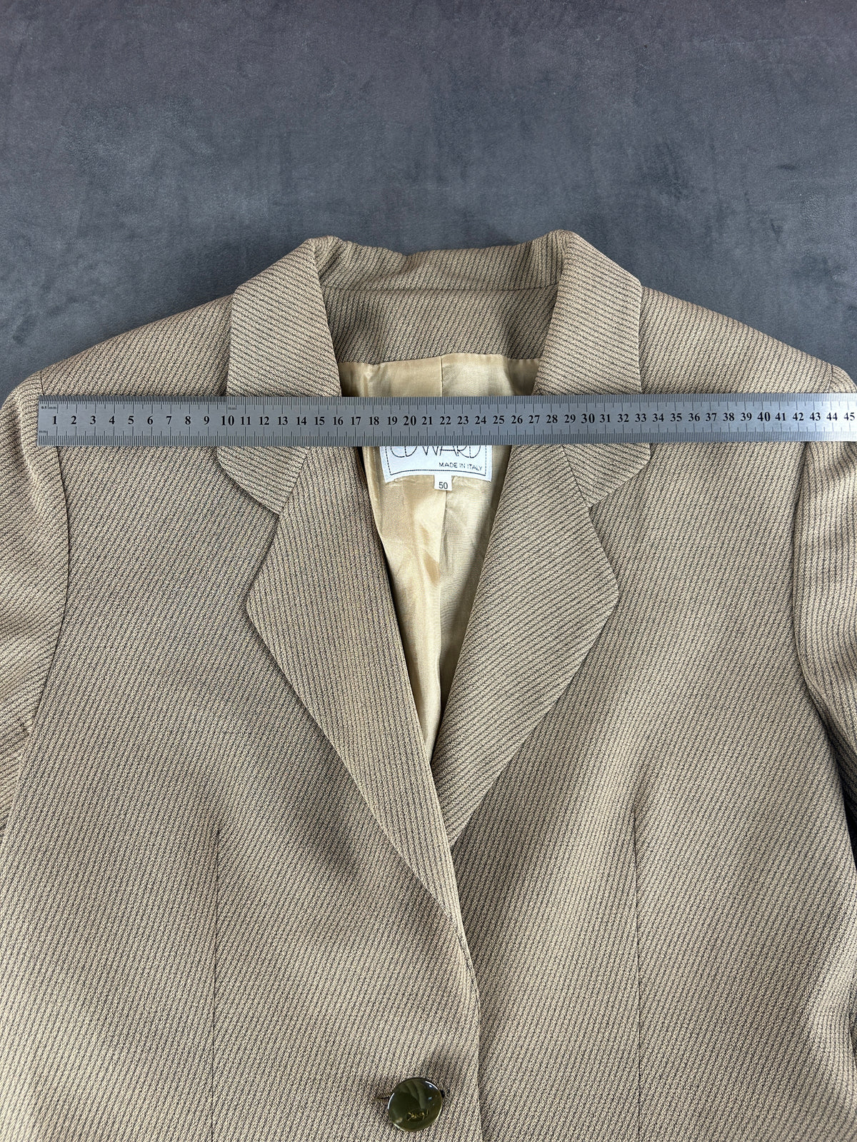 Blazer beige spinato Edward in lana vintage – Donna Taglia L
