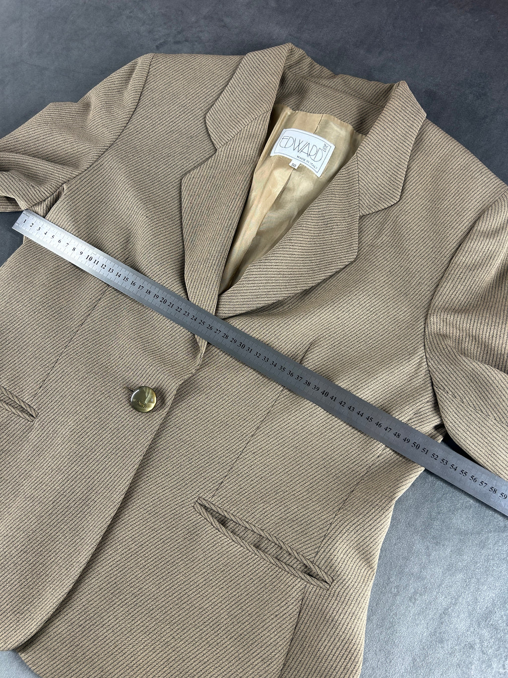 Blazer beige spinato Edward in lana vintage – Donna Taglia L