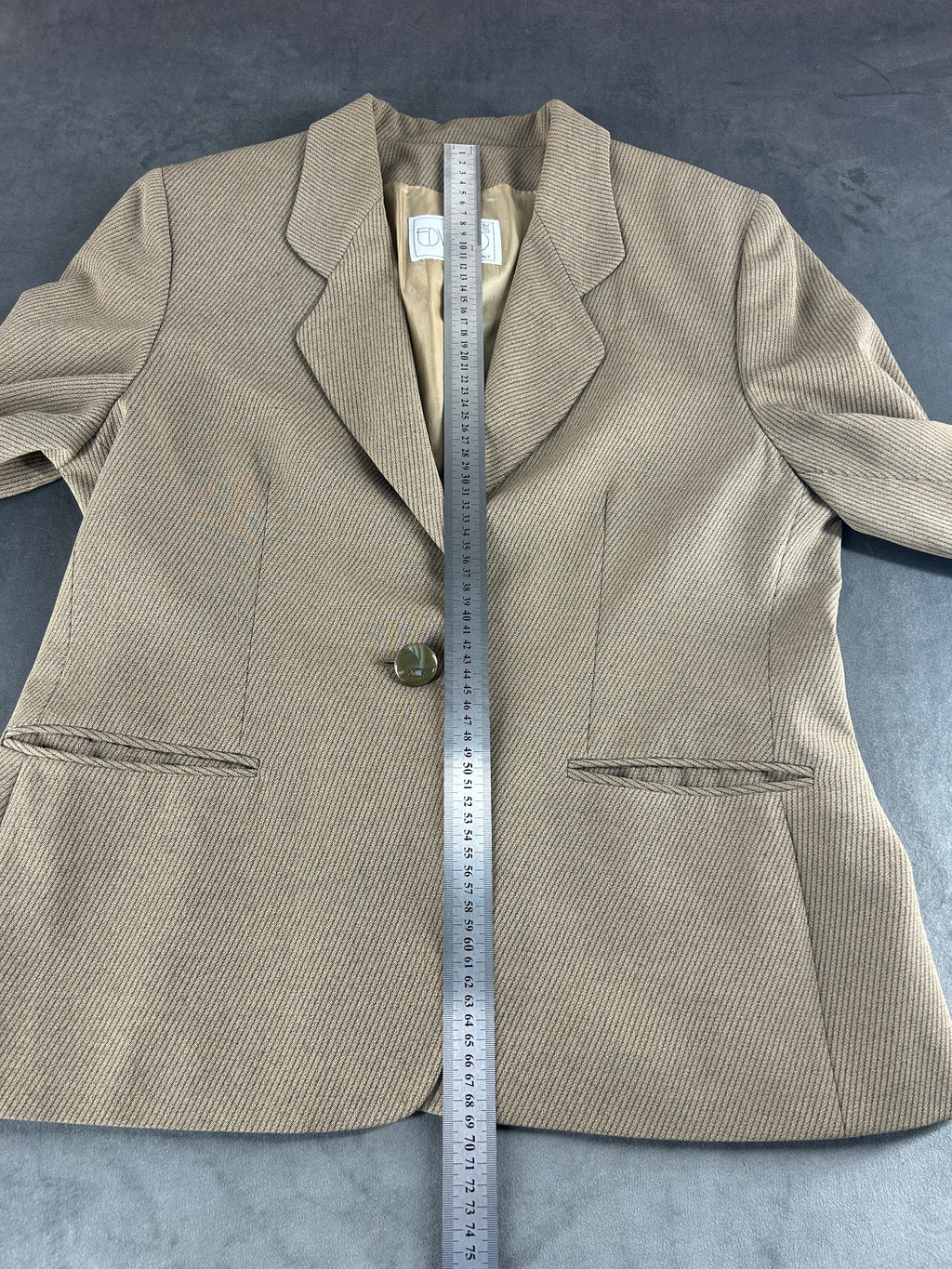 Blazer beige spinato Edward in lana vintage – Donna Taglia L
