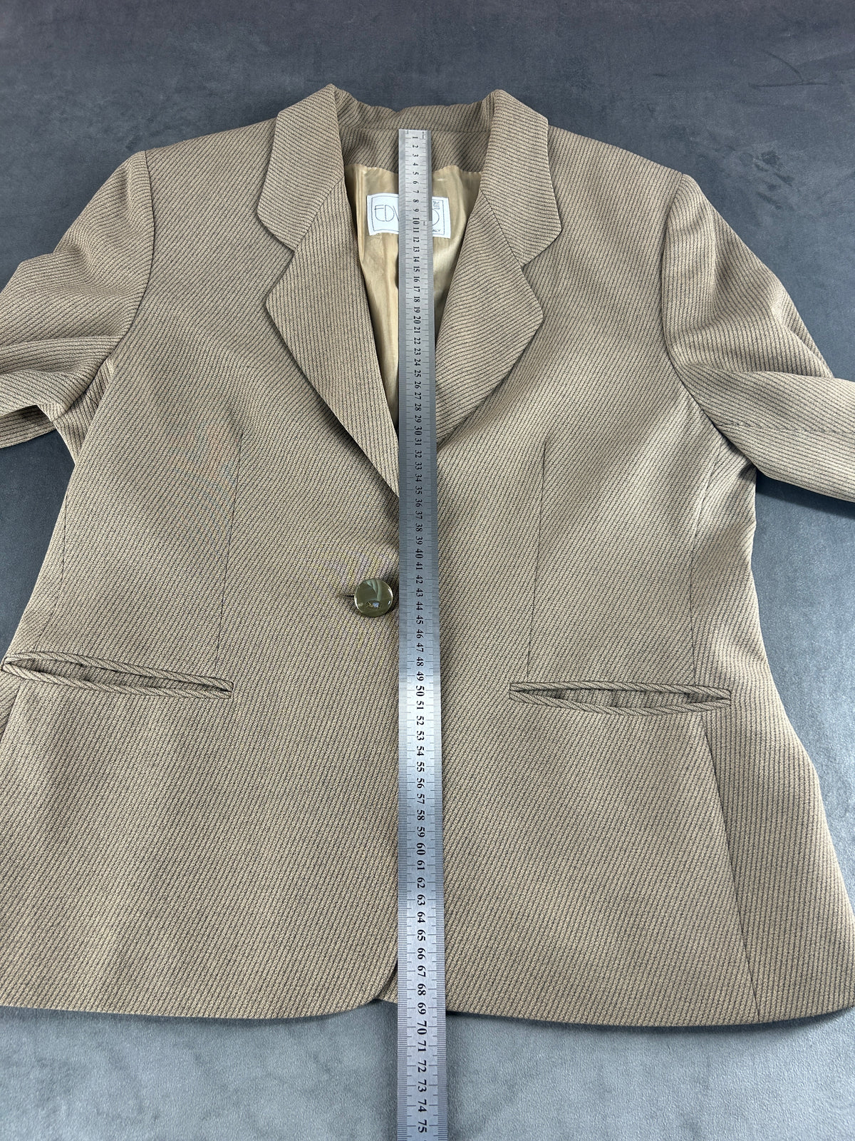 Blazer beige spinato Edward in lana vintage – Donna Taglia L