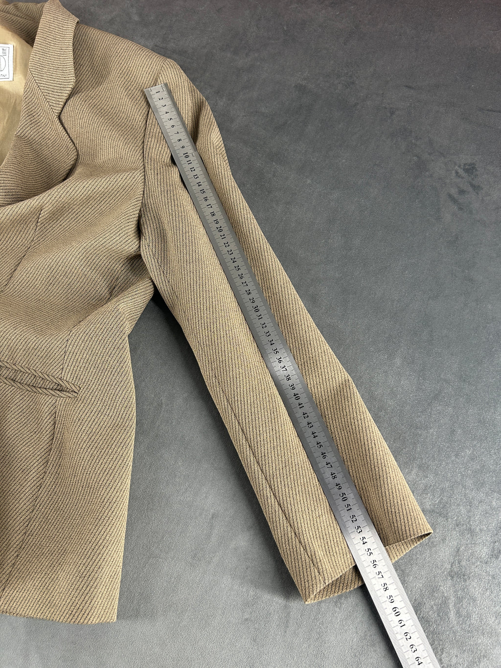 Blazer beige spinato Edward in lana vintage – Donna Taglia L