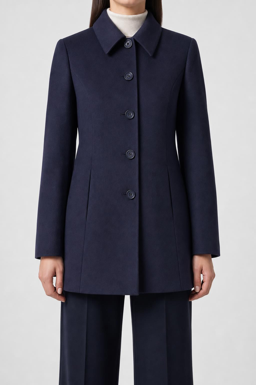 Cappotto blu navy in lana svasato vintage – Donna Taglia L (IT 44)