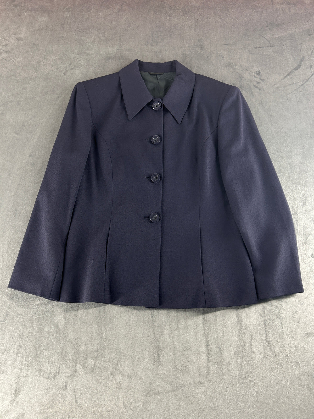 Cappotto blu navy in lana svasato vintage – Donna Taglia L (IT 44)