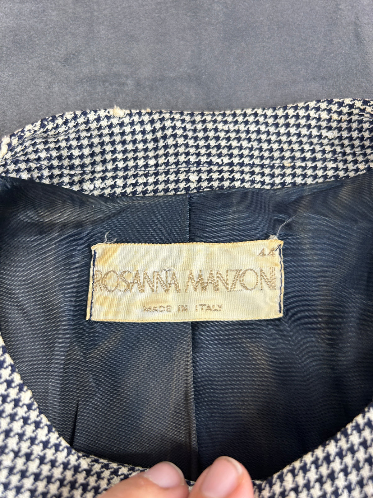Blazer pied-de-poule Rosanna Manzoni in lana vintage – Donna Taglia L (IT 44)