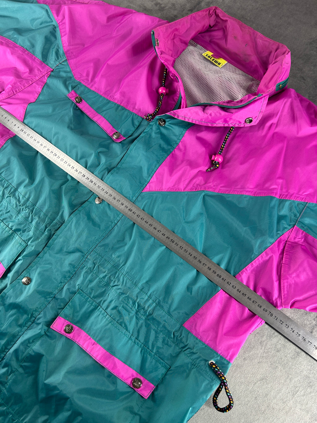 Giacca a vento Salewa verde e fucsia vintage anni 90 – Uomo Taglia XL