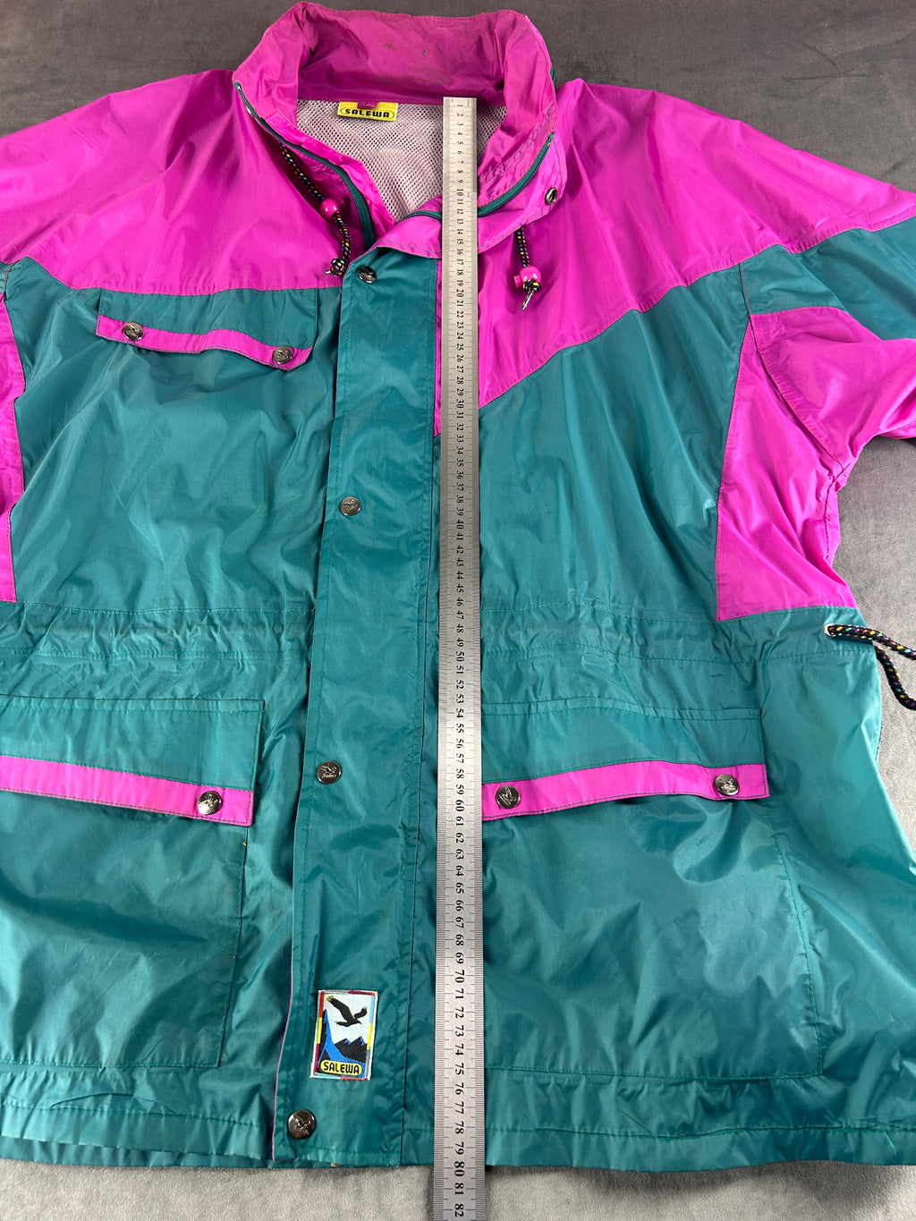 Giacca a vento Salewa verde e fucsia vintage anni 90 – Uomo Taglia XL