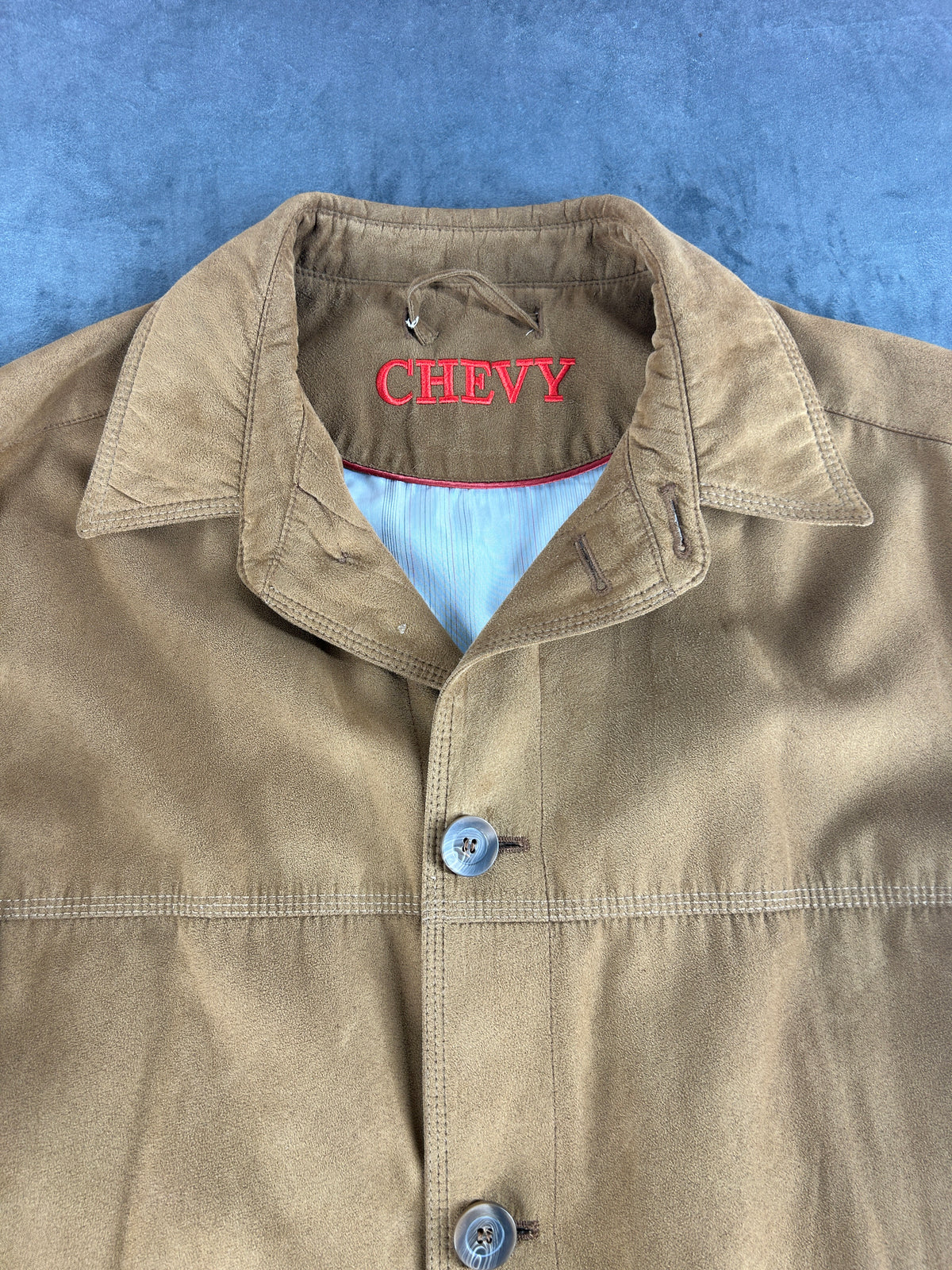Car coat effetto camoscio cammello Chevy vintage – Uomo Taglia M (IT 48)