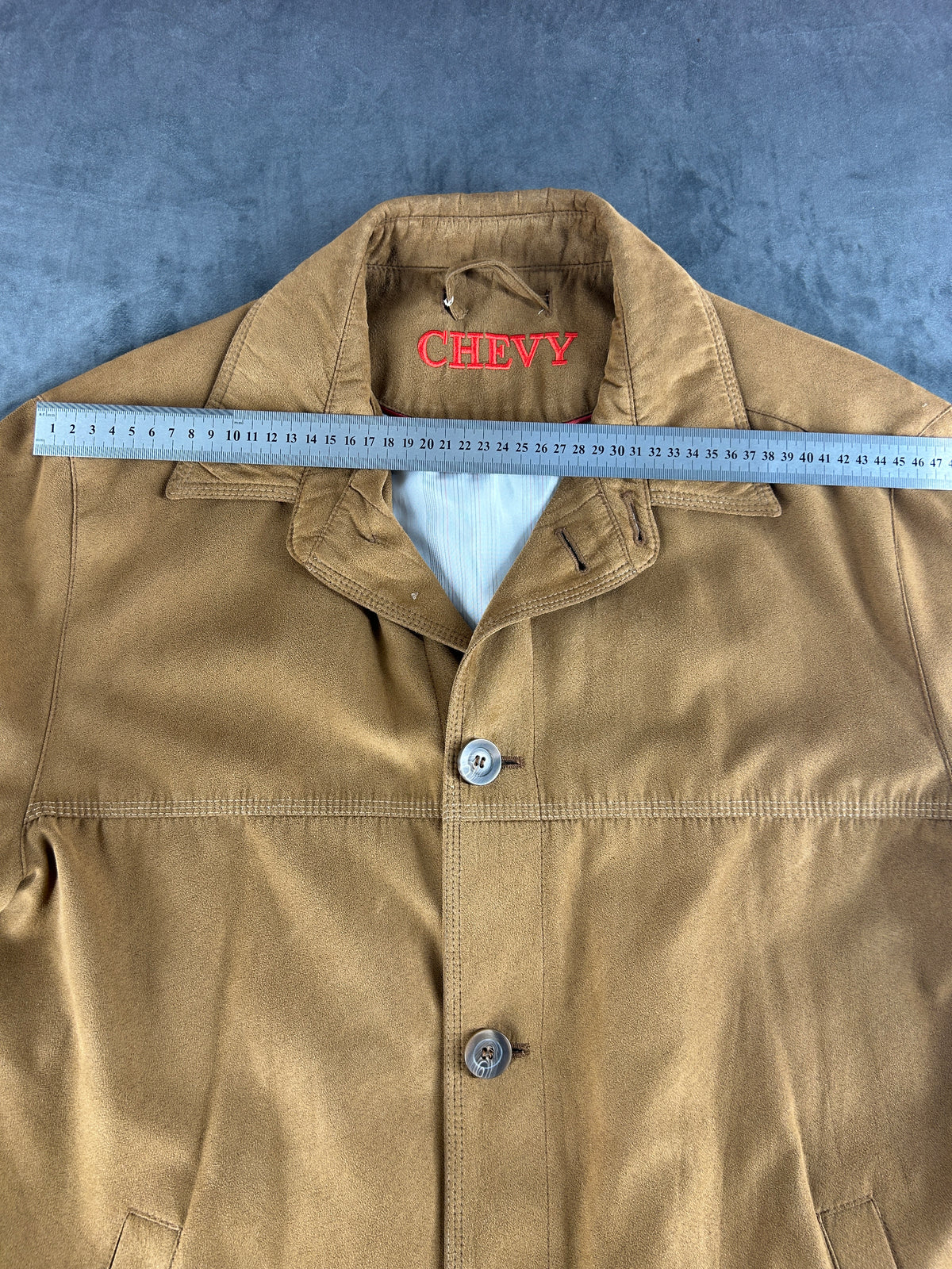 Car coat effetto camoscio cammello Chevy vintage – Uomo Taglia M (IT 48)
