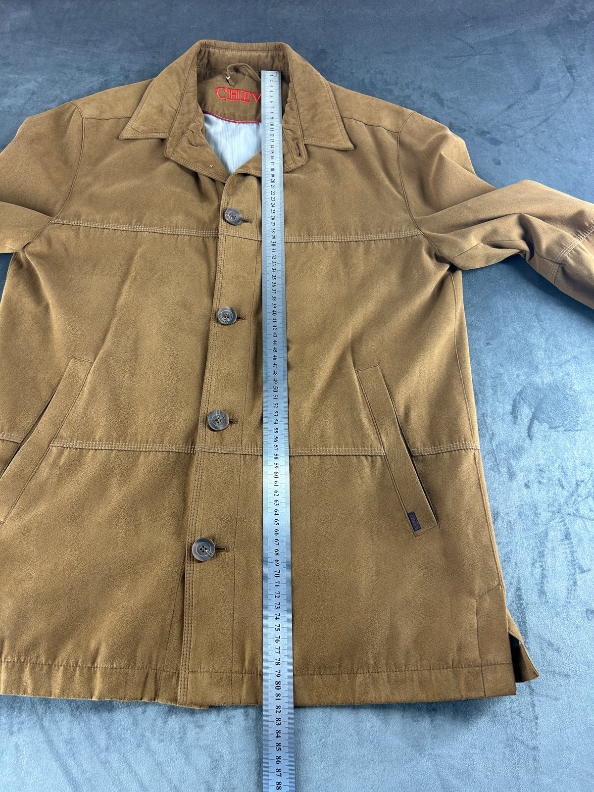 Car coat effetto camoscio cammello Chevy vintage – Uomo Taglia M (IT 48)