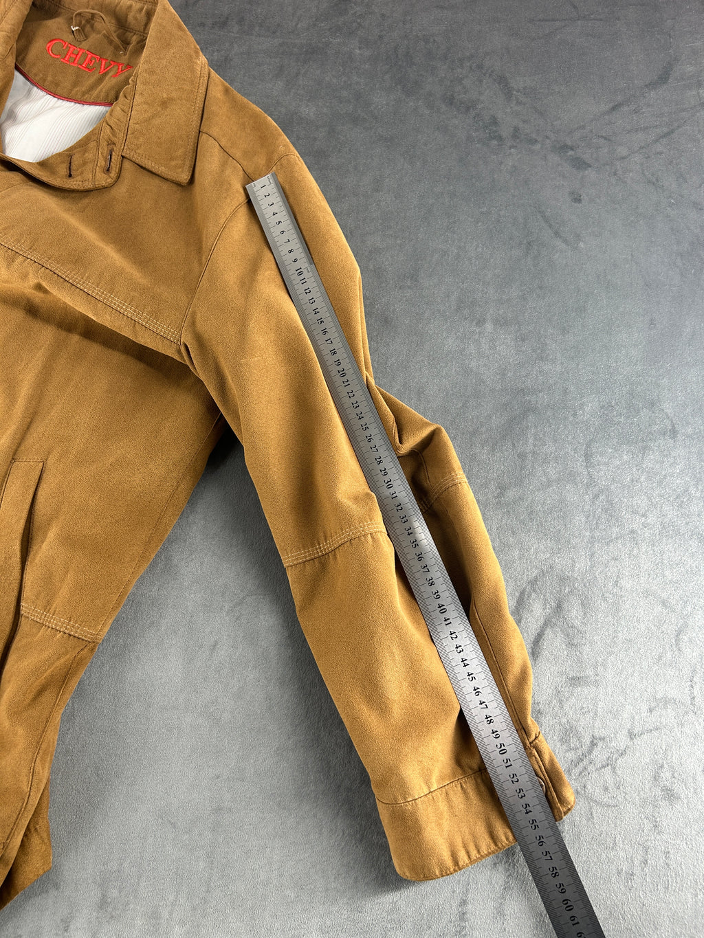Car coat effetto camoscio cammello Chevy vintage – Uomo Taglia M (IT 48)