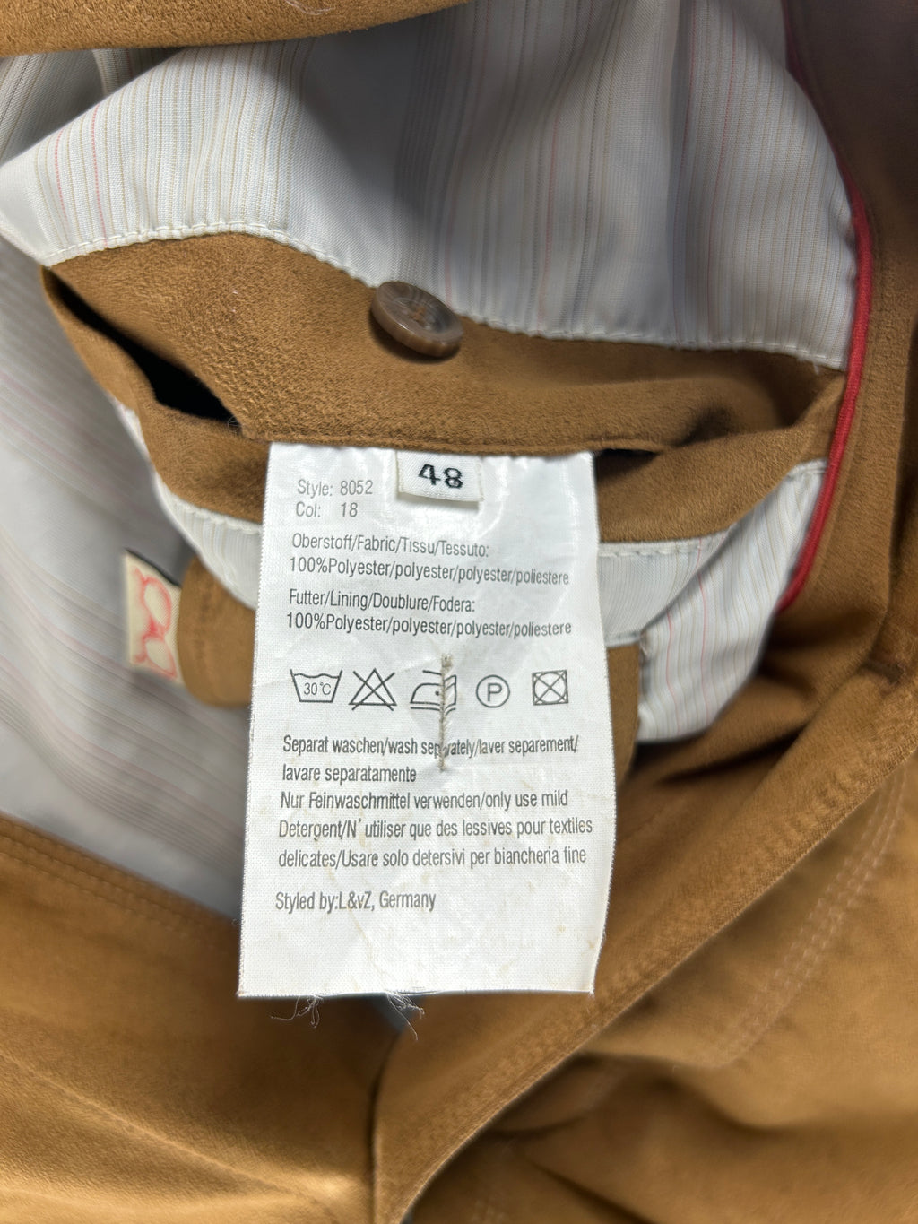Car coat effetto camoscio cammello Chevy vintage – Uomo Taglia M (IT 48)
