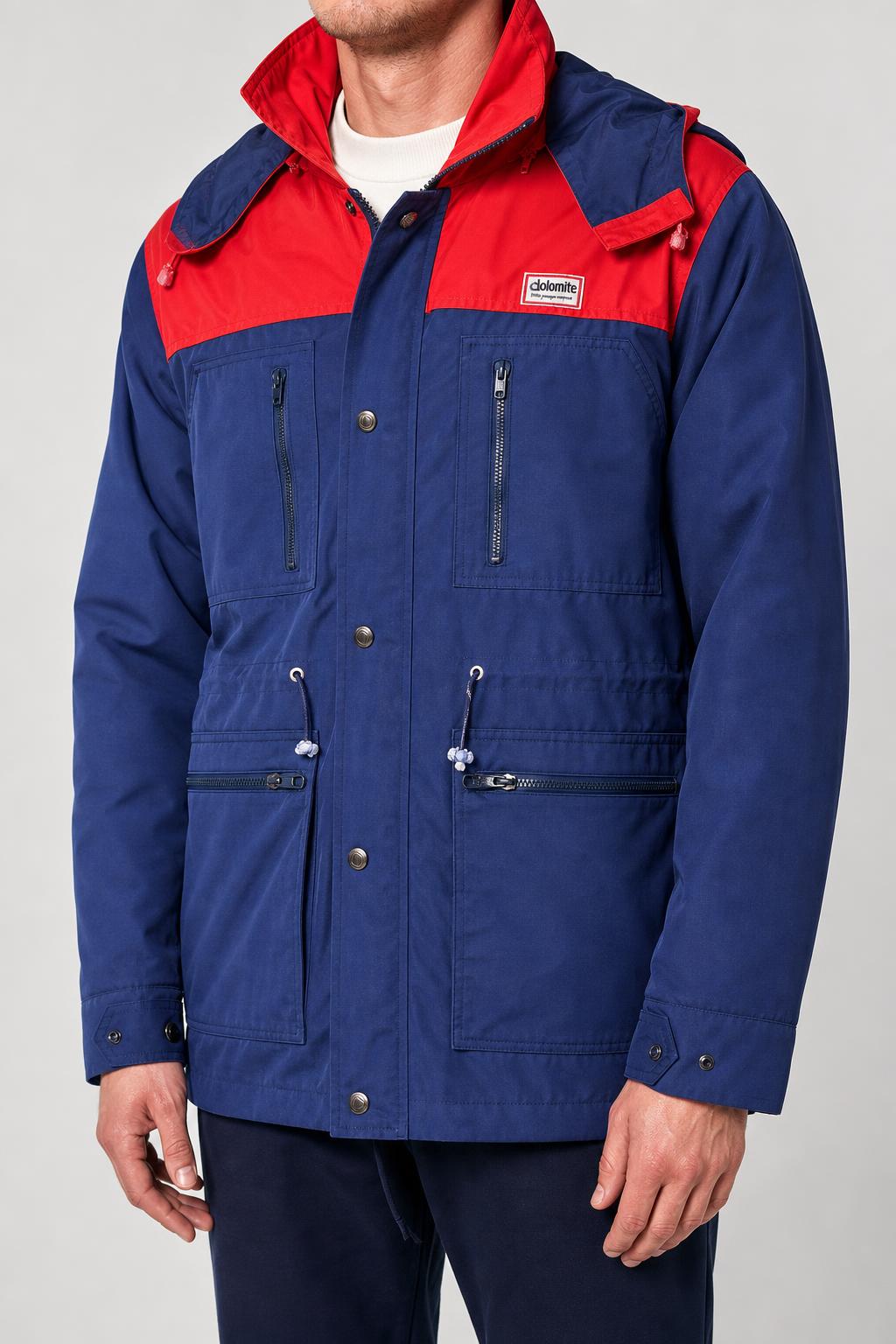 Giacca a vento Dolomite blu e rosso vintage – Uomo Taglia L