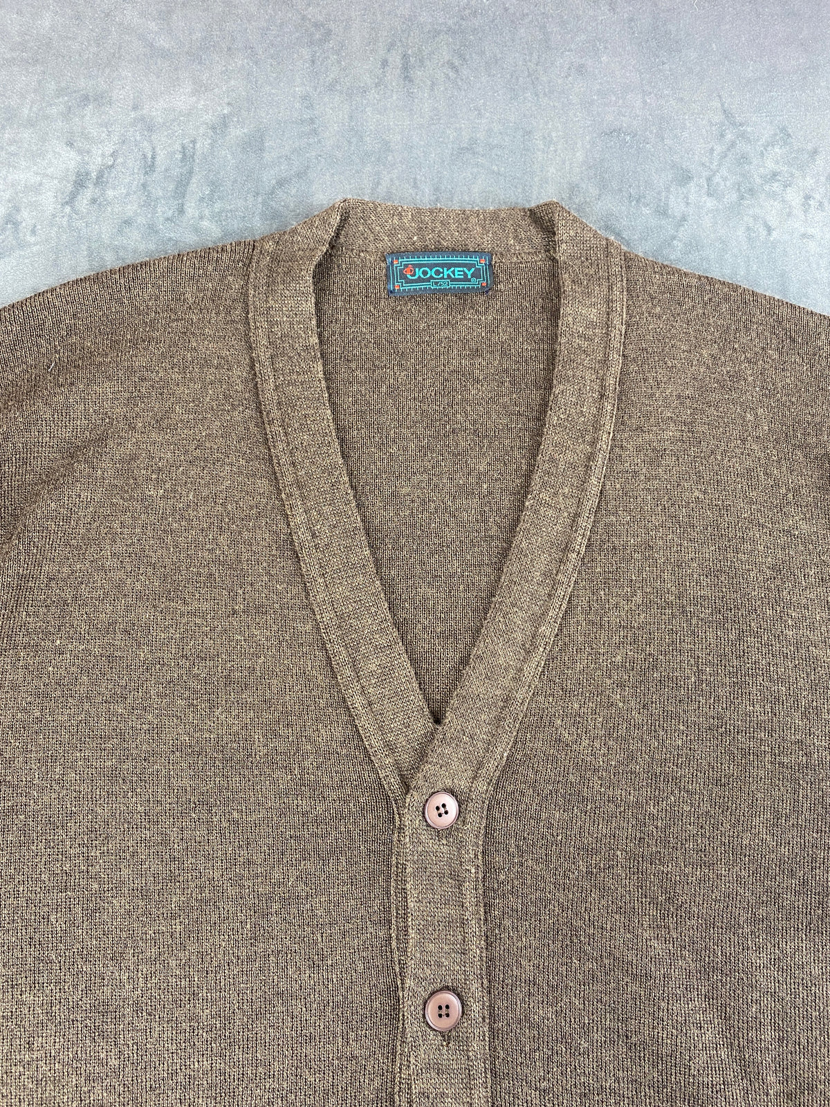 Cardigan scollo a V lana Jockey marrone vintage – Uomo Taglia L