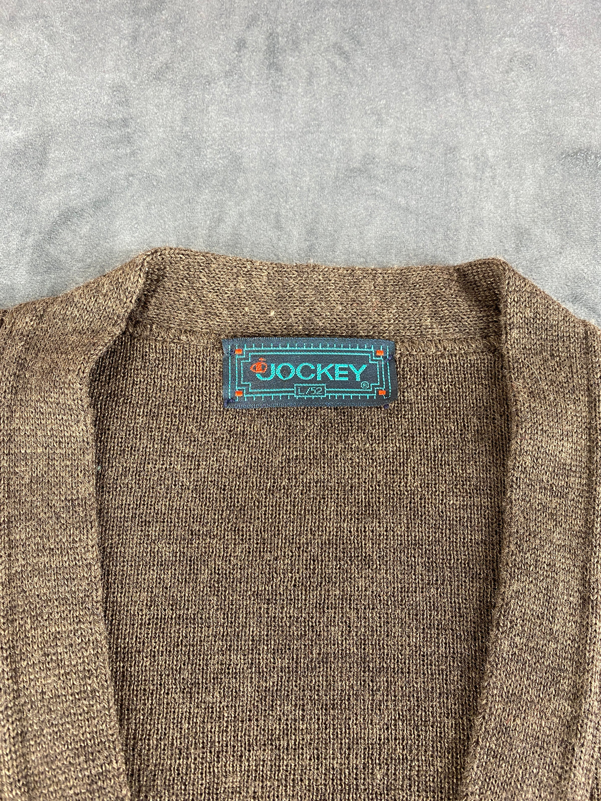 Cardigan scollo a V lana Jockey marrone vintage – Uomo Taglia L