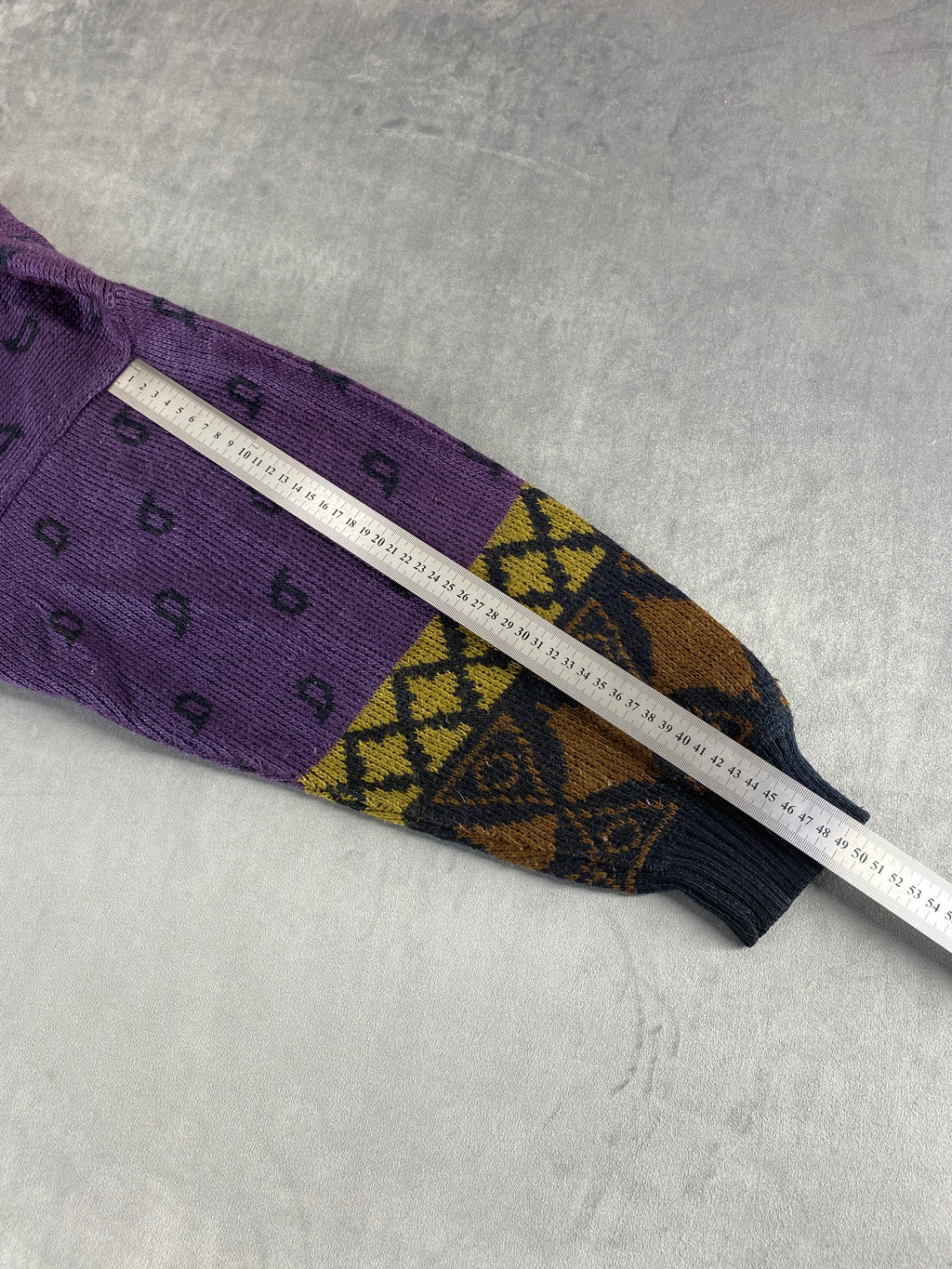 Cardigan scollo a V viola fantasia rombi vintage – Uomo Taglia L (IT 52)
