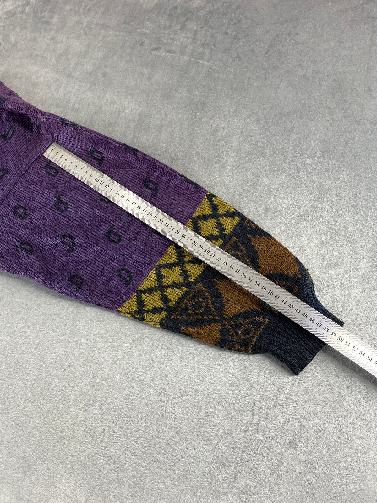 Cardigan scollo a V viola fantasia rombi vintage – Uomo Taglia L (IT 52)