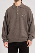 Maglione colletto polo lana Sisley marrone vintage – Uomo Taglia XL