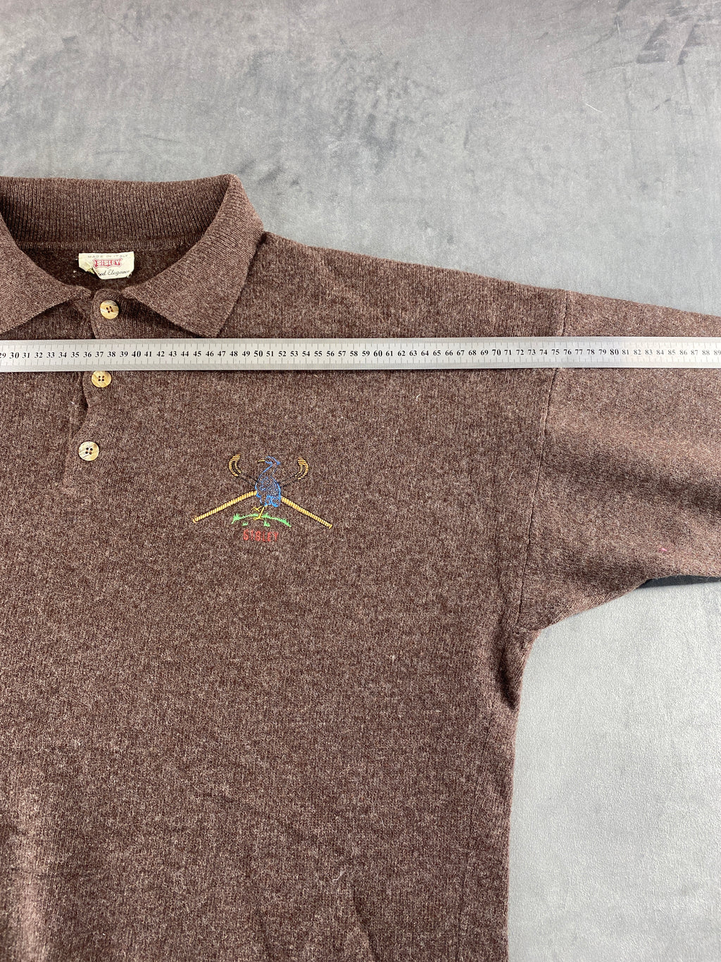 Maglione colletto polo lana Sisley marrone vintage – Uomo Taglia XL