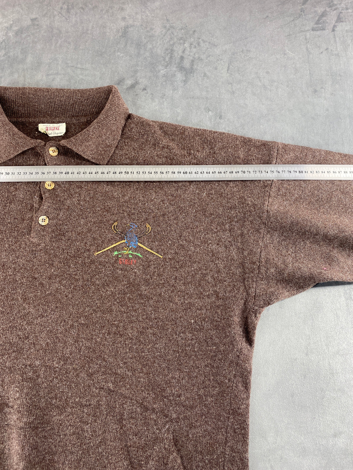 Maglione colletto polo lana Sisley marrone vintage – Uomo Taglia XL