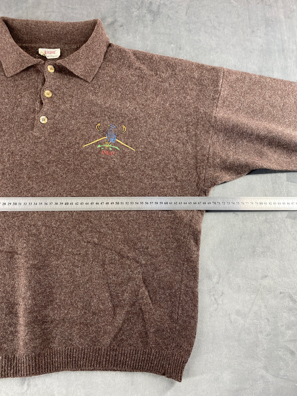 Maglione colletto polo lana Sisley marrone vintage – Uomo Taglia XL