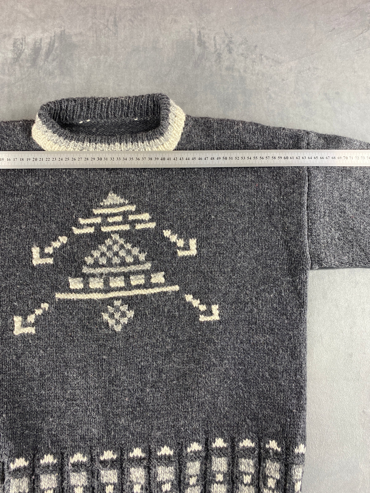 Maglione girocollo fantasia nordica grigio vintage – Donna Taglia XL